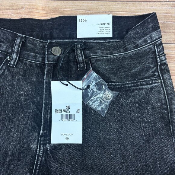 Dope Black Washed Denim Straight Leg Jeans Mens Size 28X32 Cotton Casual Fit - Picture 9 of 13